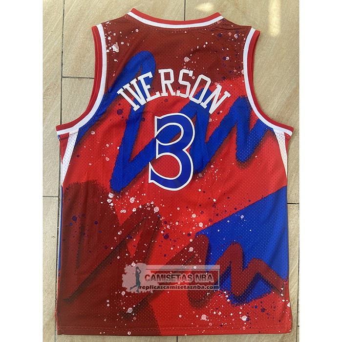 Camiseta Philadelphia 76ers Allen Iverson NO 3 Mitchel & Ness 1997-98 Rojo